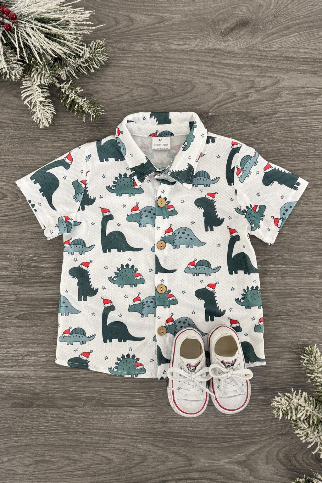 Santasaurus Button Down Top | Sparkle in Pink