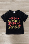 "Even Cowgirls Gotta Go To School" Suede Skirt Set - Sparkle in Pink