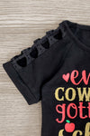 "Even Cowgirls Gotta Go To School" Suede Skirt Set - Sparkle in Pink