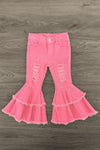 "You Are So Loved" Pink Denim Bell Bottom Set | Sparkle in Pink