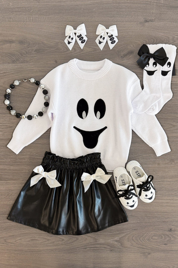 Black & White Ghost Pleather Skirt Set | Sparkle in Pink
