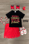 "Even Cowgirls Gotta Go To School" Suede Skirt Set | Sparkle in Pink