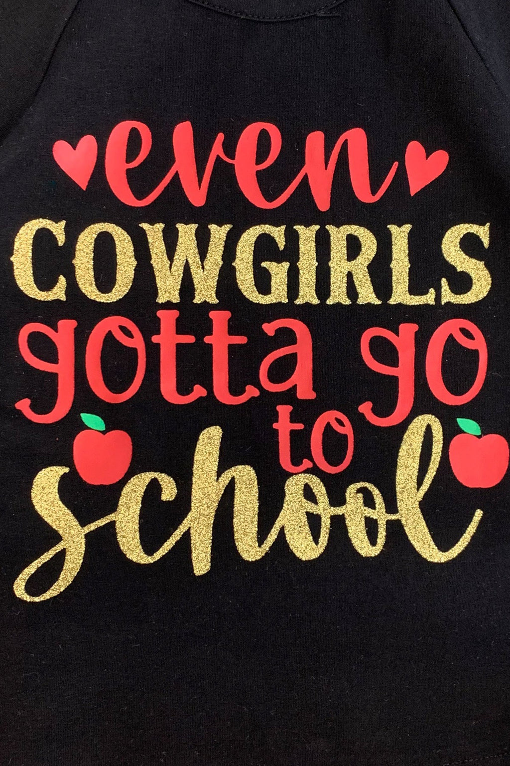 "Even Cowgirls Gotta Go To School" Suede Skirt Set - Sparkle in Pink