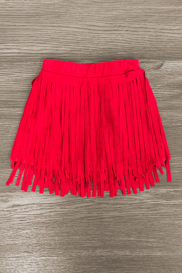 "Even Cowgirls Gotta Go To School" Suede Skirt Set - Sparkle in Pink