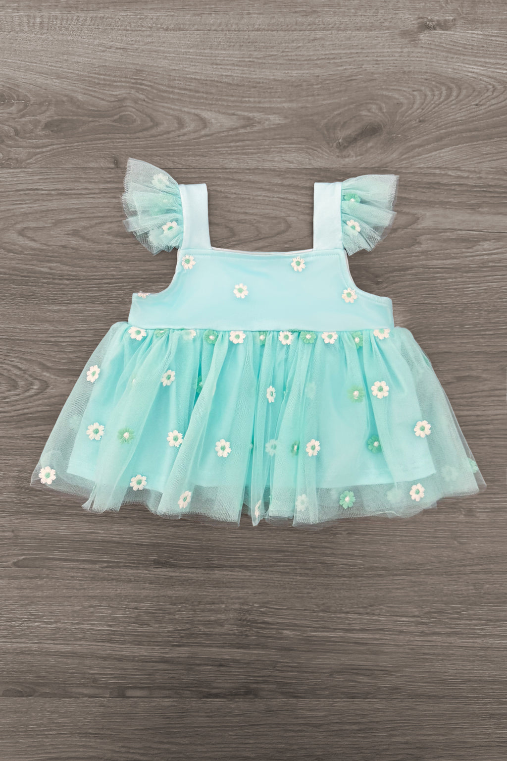 Mint Flower Denim Short Set | Sparkle in Pink