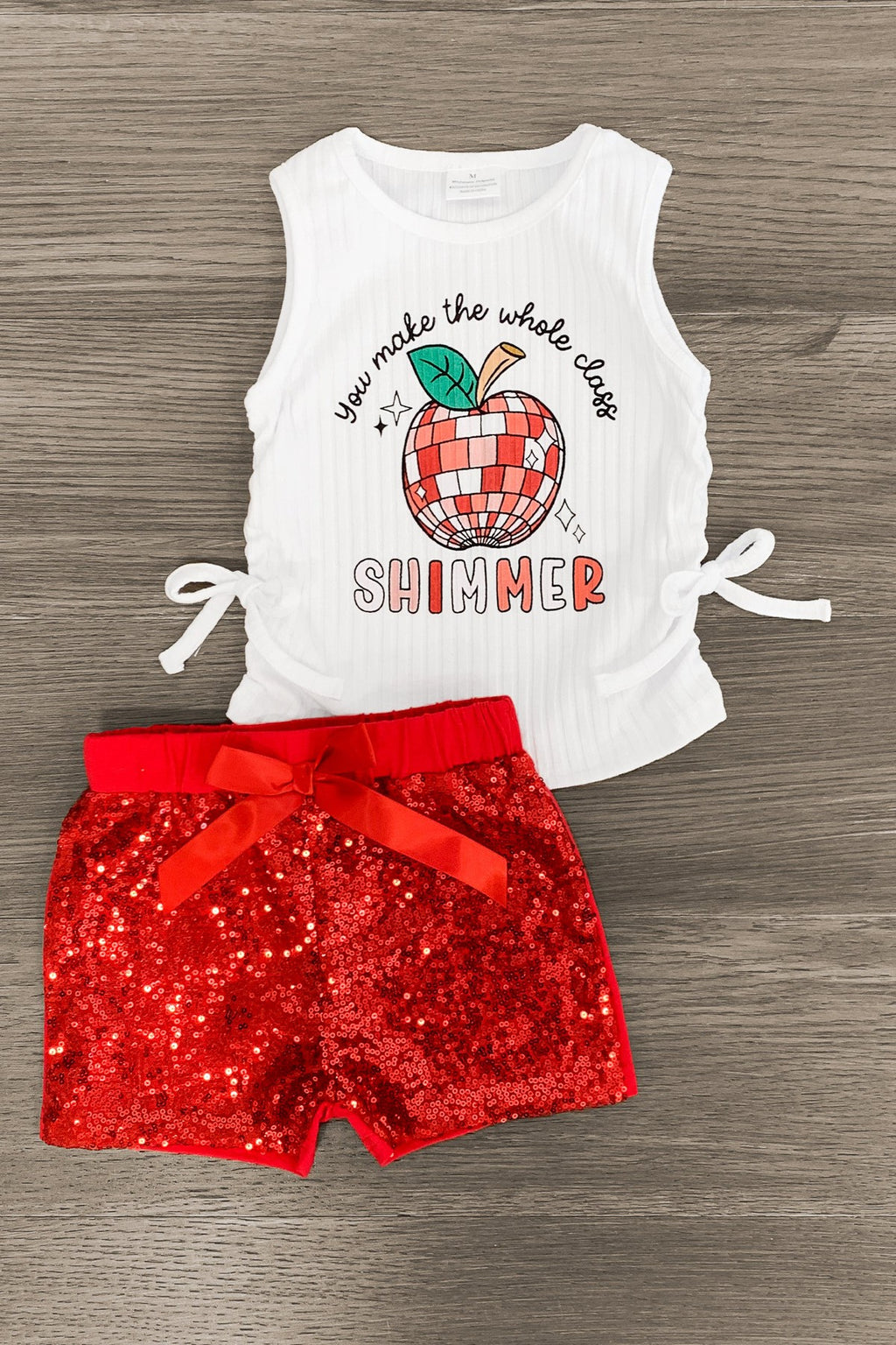"You Make The Whole Class Shimmer" Sequin Short Set - Sparkle in Pink