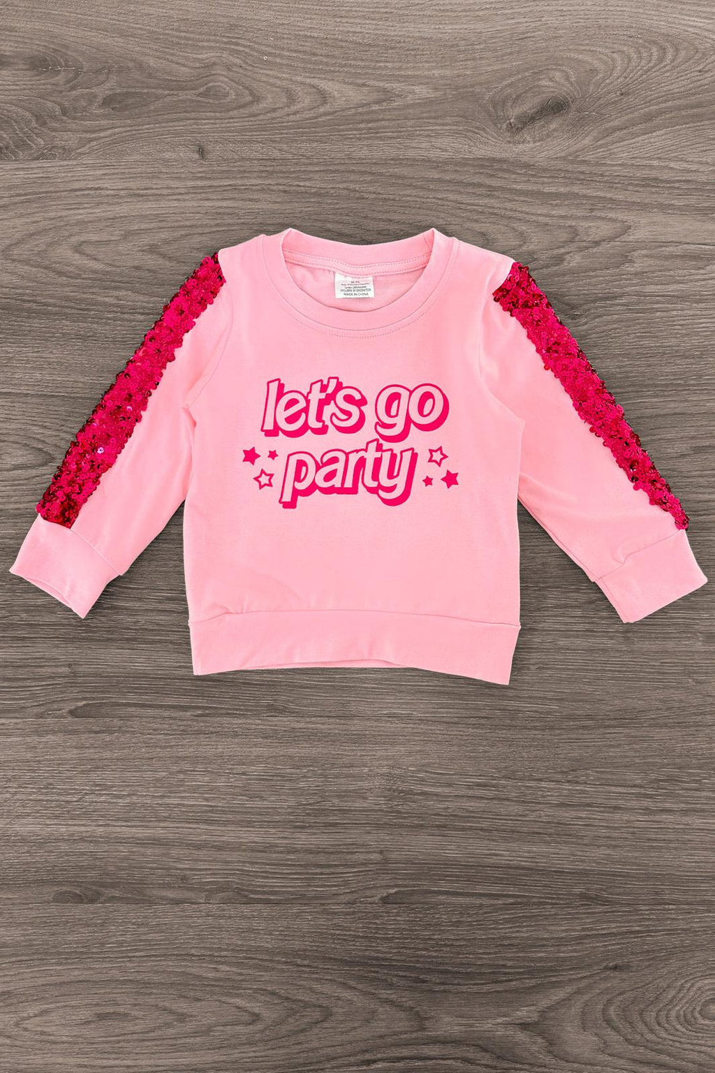 "Let's Go Party" Pink Sequin Bell Bottom Set | Sparkle in Pink