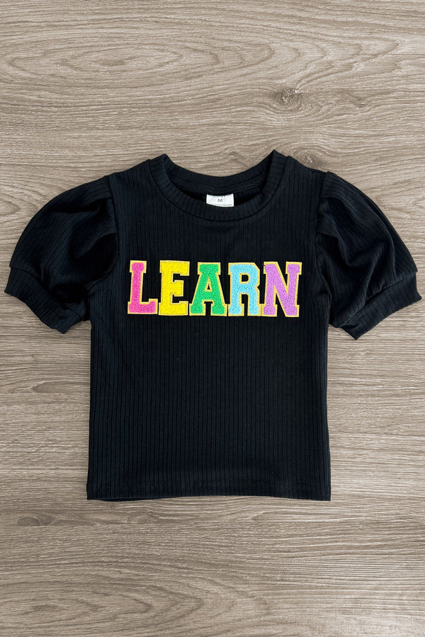 "Learn" Rainbow Sequin Denim Short Set | Sparkle in Pink