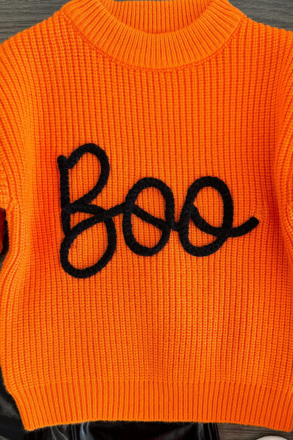 "Boo" Orange Sweater Bell Bottom Set | Sparkle in Pink