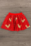 "Sleigh" Red Sequin Skirt Set | Sparkle in Pink