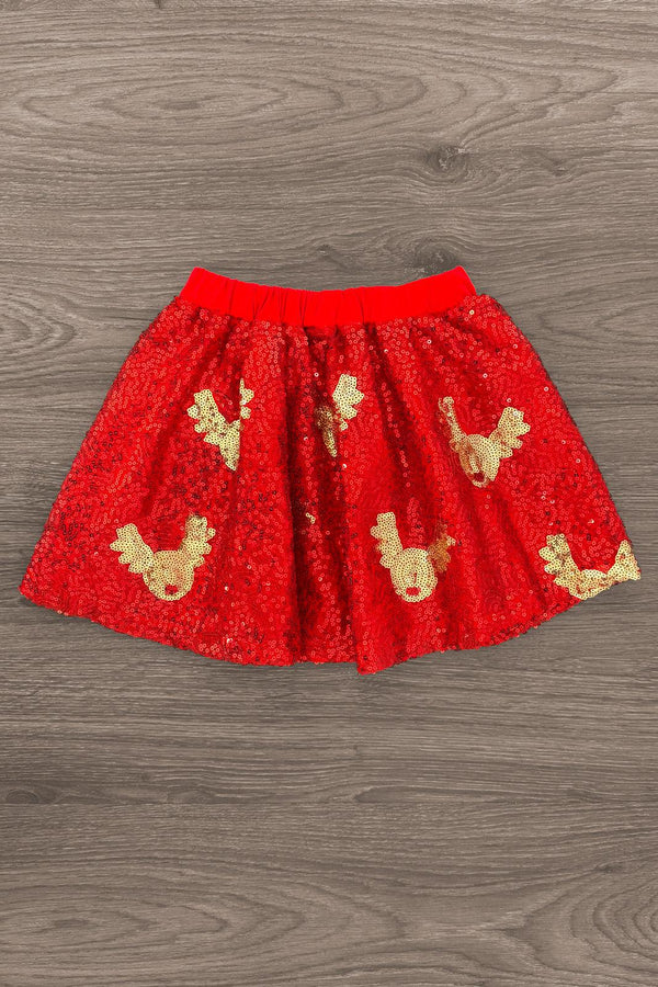 "Sleigh" Red Sequin Skirt Set | Sparkle in Pink