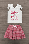 "Sassy Little Soul" Red Gingham Skirt Set | Sparkle in Pink