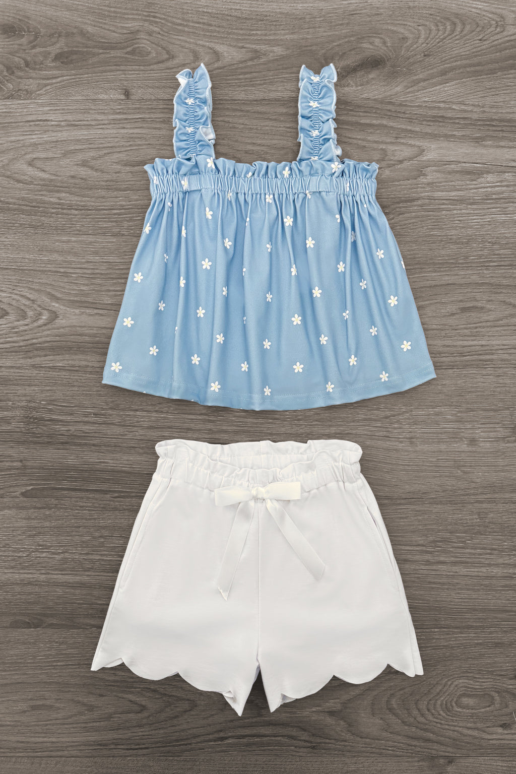 Blue & White Flower Short Set | Sparkle in Pink