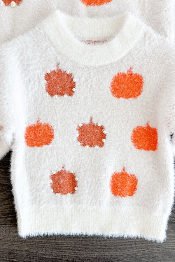 Mom & Me - Cozy Cream Pearl Pumpkin Sweater | Sparkle in Pink