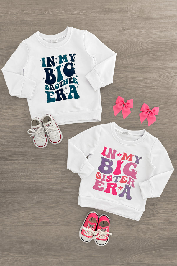"In My Big Sister Or Brother Era" Long Sleeve Top | Sparkle in Pink