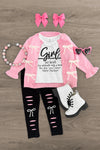 "Girl... An Attitude With A Bow" Legging Set | Sparkle in Pink