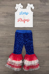 "Stars & Stripes" Sequin Bell Bottom Set | Sparkle in Pink