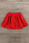 "Jolly" Red Sequin Skirt Set | Sparkle in Pink
