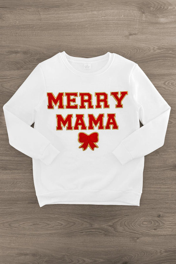 Mom & Me - "Merry Mama & Mini" Chenille Patch Top | Sparkle in Pink