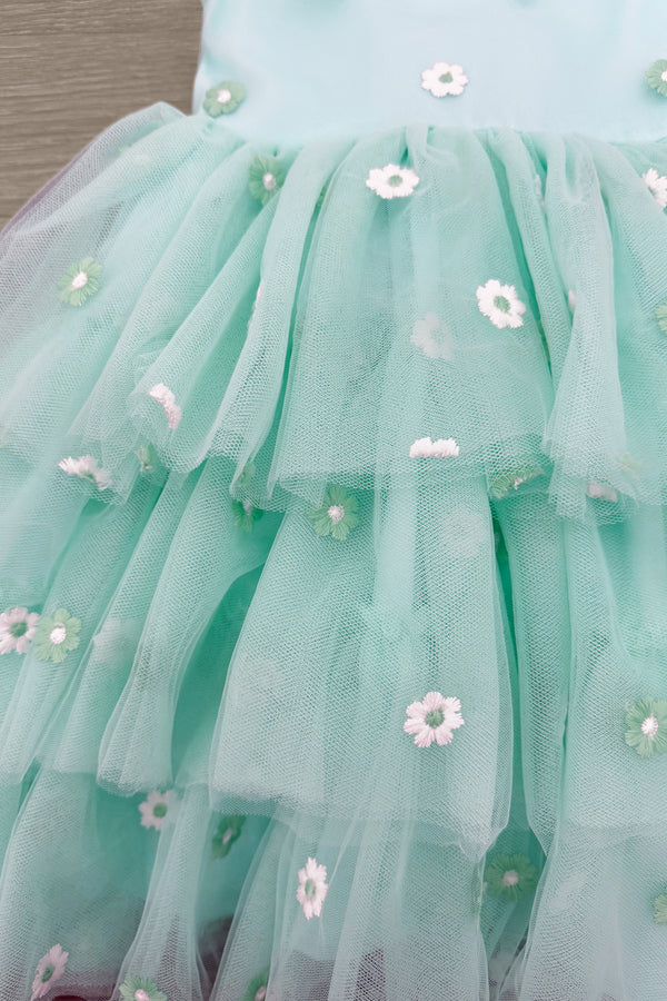 Mint Floral Tulle Dress