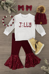 "Jolly" Ribbed Sequin Bell Bottom Set | Sparkle in Pink