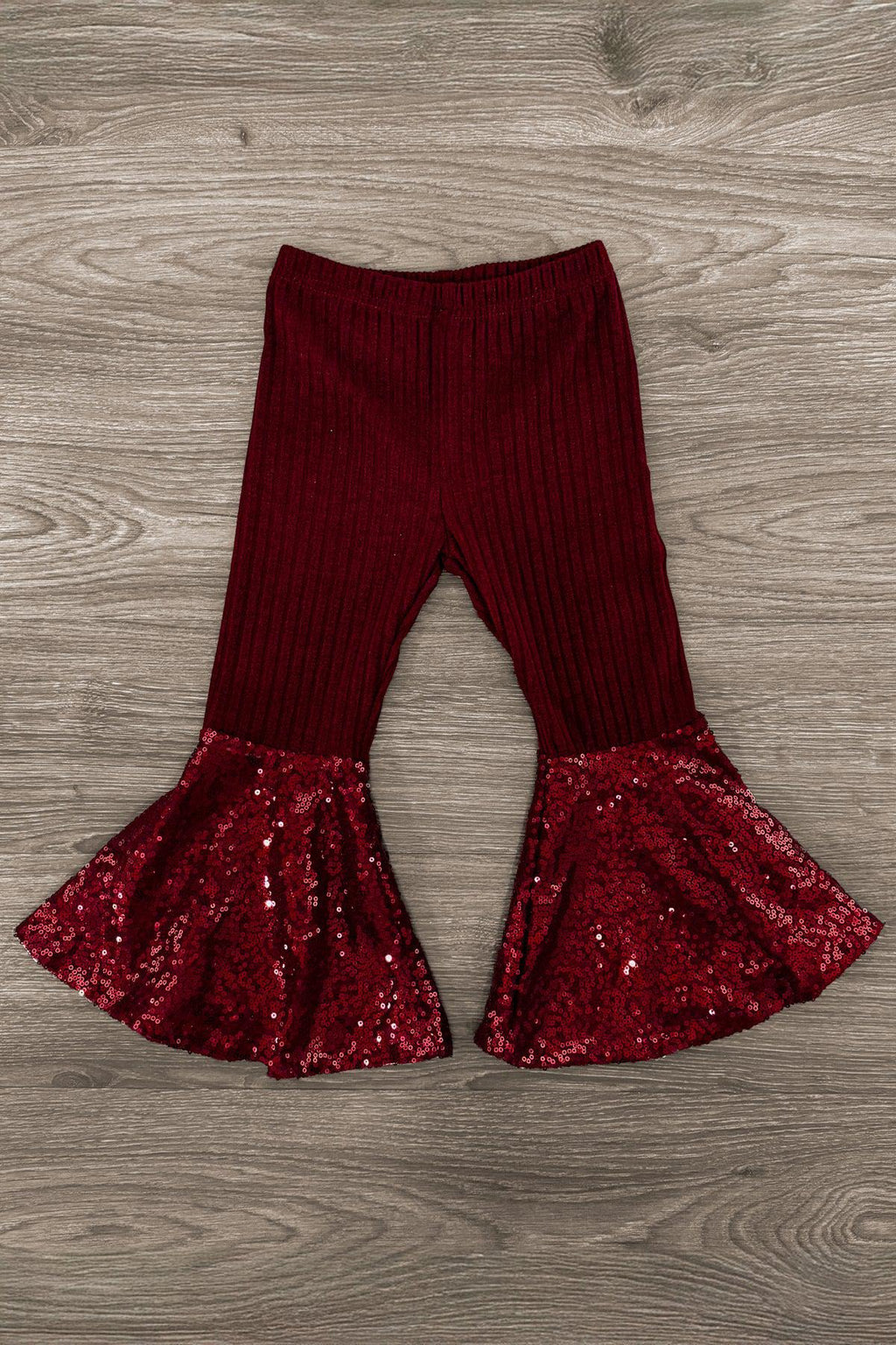 "Jolly" Ribbed Sequin Bell Bottom Set | Sparkle in Pink
