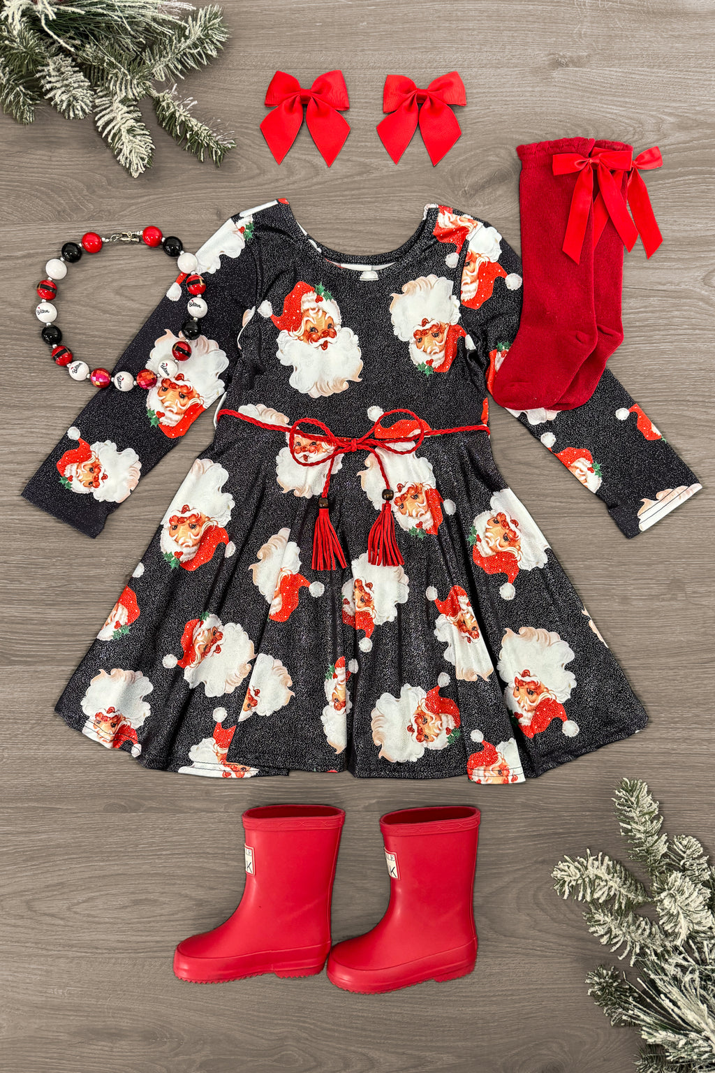 Black Glitter Santa Claus Dress | Sparkle in Pink