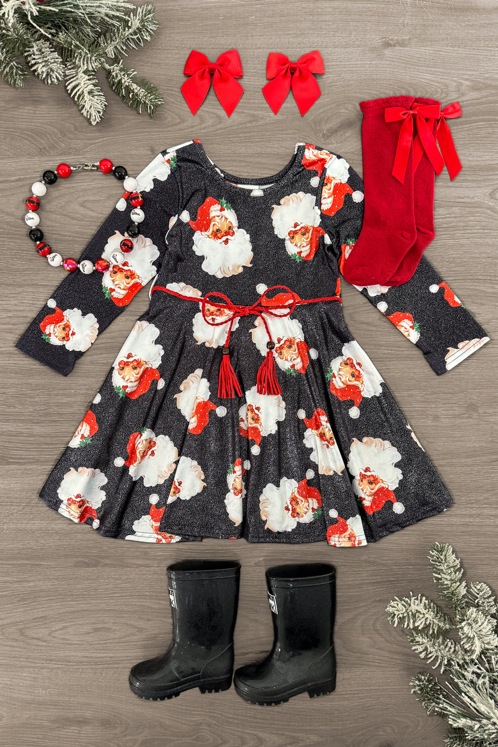 Black Glitter Santa Claus Dress | Sparkle in Pink