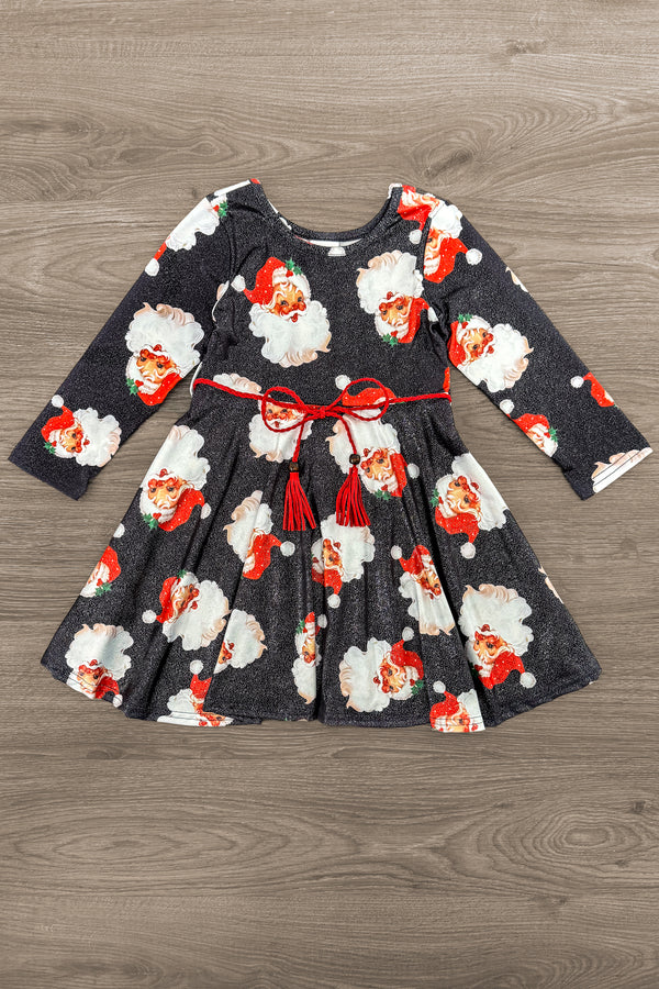 Black Glitter Santa Claus Dress | Sparkle in Pink