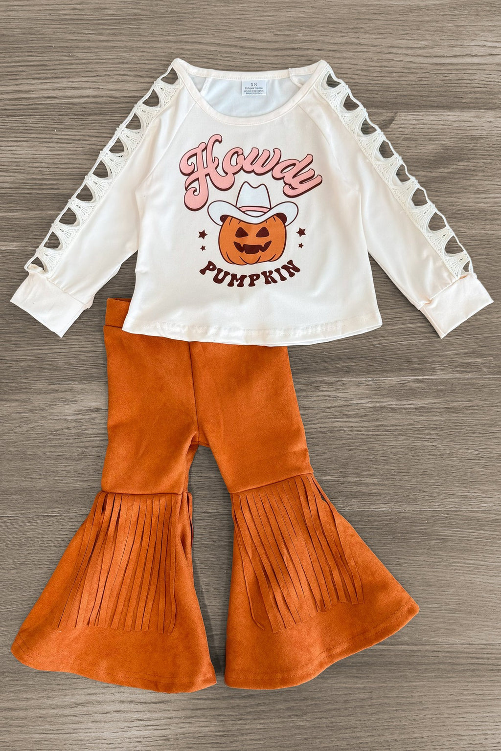 "Howdy Pumpkin" Suede Bell Bottom Set | Sparkle in Pink