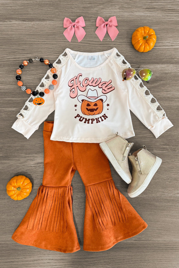 "Howdy Pumpkin" Suede Bell Bottom Set