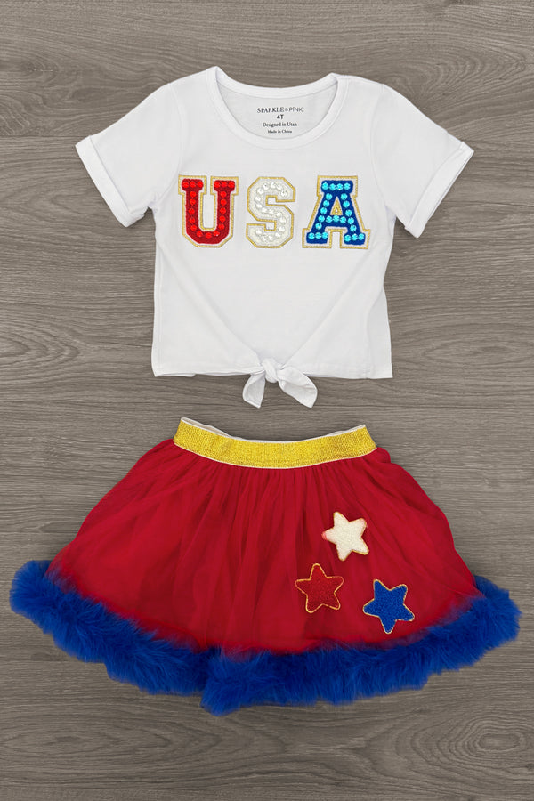 "USA" Tutu Skirt Set | Sparkle in Pink