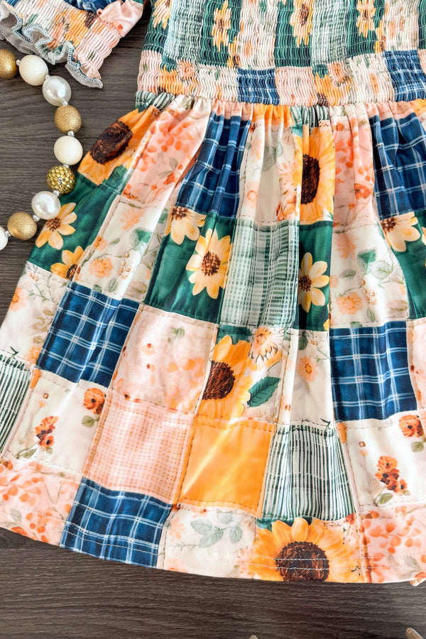Faux Quilted Sunflower Dress | Sparkle in Pink