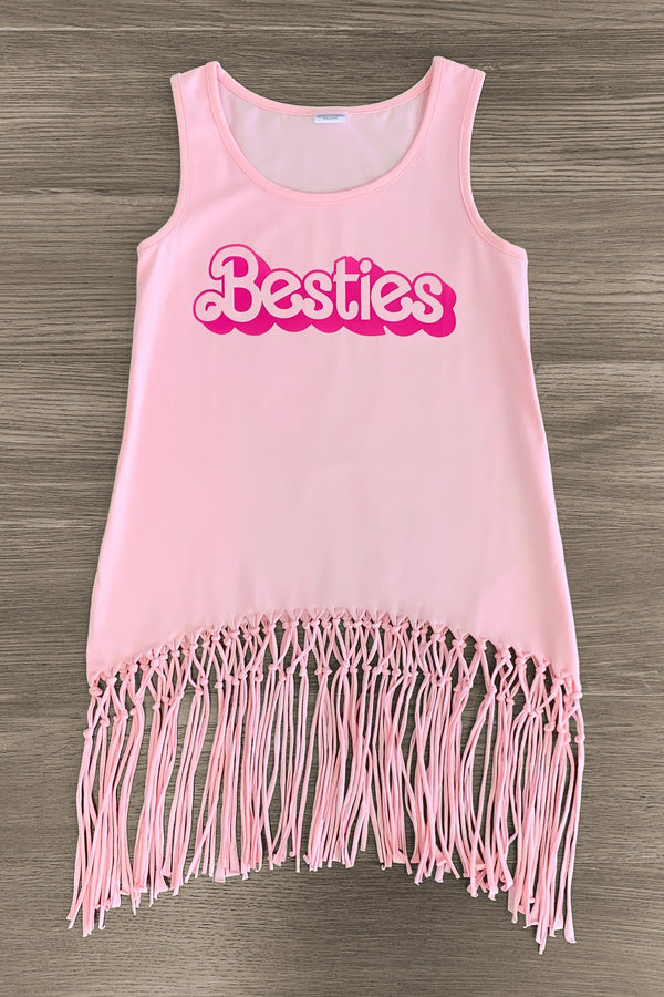 Mom & Me - "Besties" Pink Fringe Tank Top | Sparkle in Pink