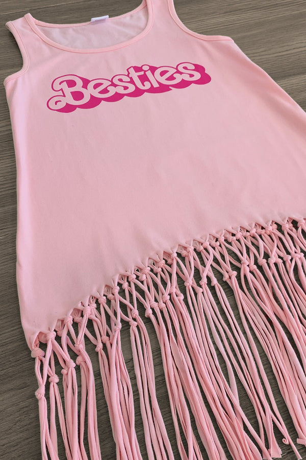 Mom & Me - "Besties" Pink Fringe Tank Top | Sparkle in Pink