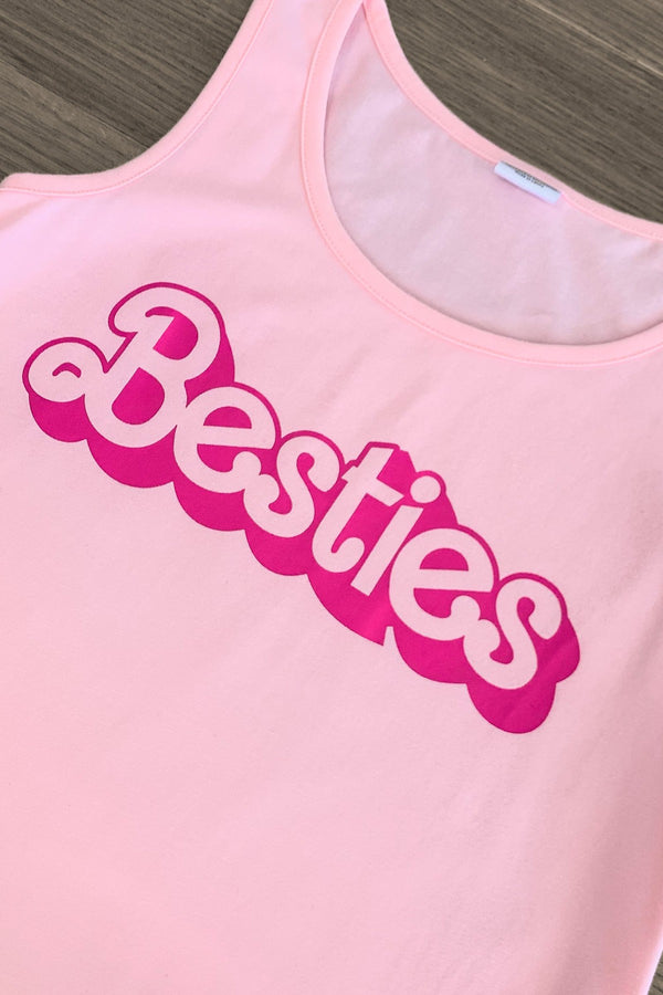 Mom & Me - "Besties" Pink Fringe Tank Top | Sparkle in Pink