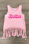 Mom & Me - "Besties" Pink Fringe Tank Top | Sparkle in Pink