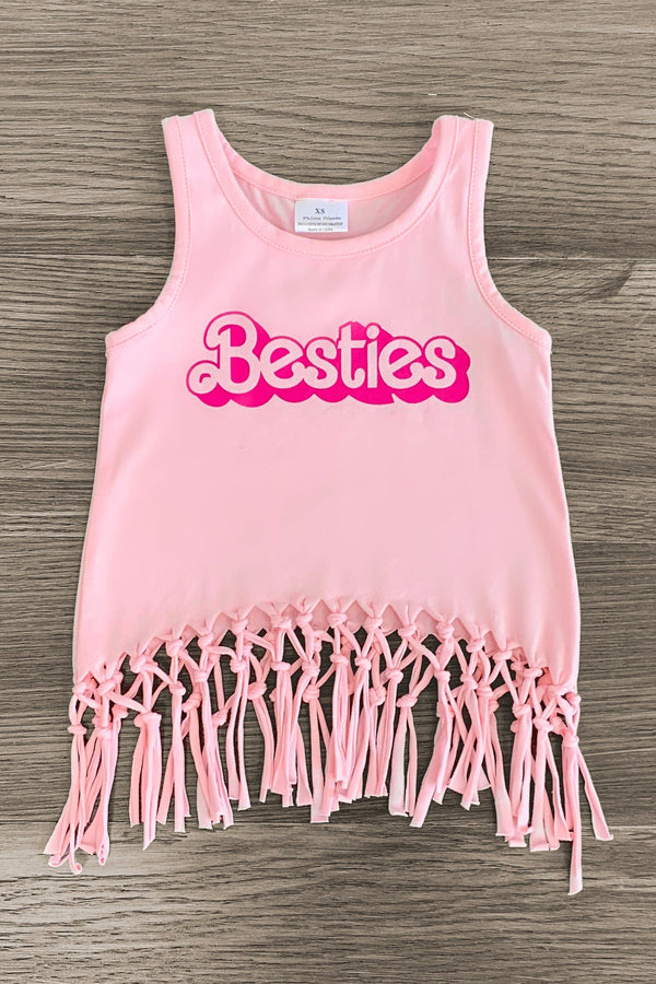 Mom & Me - "Besties" Pink Fringe Tank Top | Sparkle in Pink