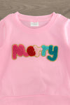 "Merry" Green Velvet Bell Bottom Set | Sparkle in Pink