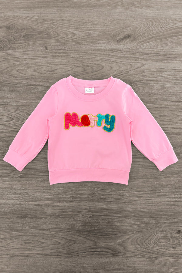 "Merry" Green Velvet Bell Bottom Set | Sparkle in Pink