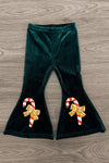"Merry" Green Velvet Bell Bottom Set | Sparkle in Pink