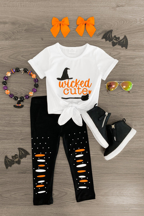 "Wicked Cute" Black & White Legging Set - Sparkle in Pink