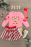 Sequin Candy Cane Skirt Set | Sparkle in Pink