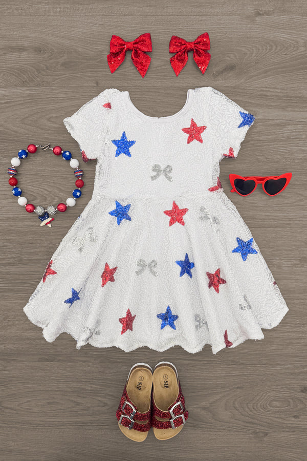 Sequin Bows & Stars Dress