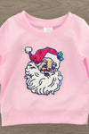 Pink Sequin Santa Bell Bottom Set | Sparkle in Pink