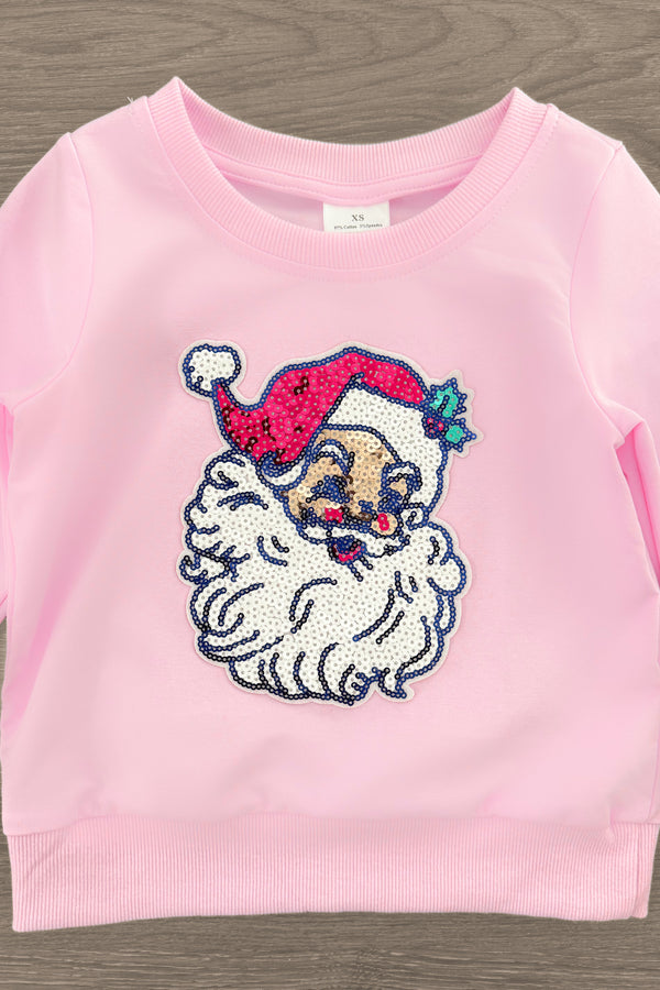 Pink Sequin Santa Bell Bottom Set | Sparkle in Pink