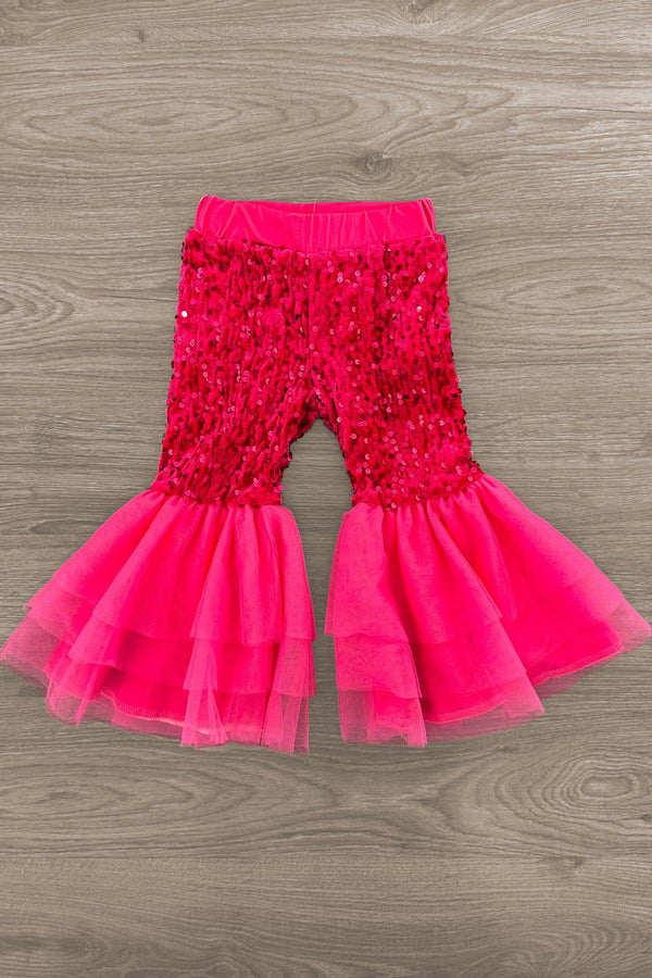 Pink Sequin Santa Bell Bottom Set | Sparkle in Pink