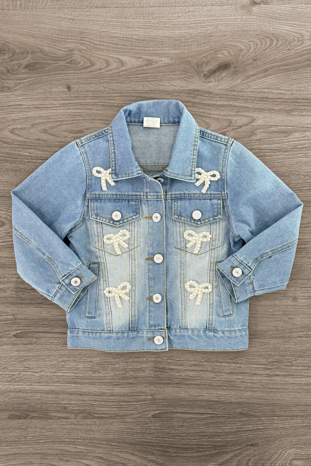 Pearl Bow Denim Jacket | Sparkle in Pink