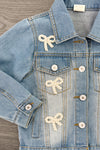 Pearl Bow Denim Jacket | Sparkle in Pink