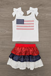 American Flag Sequin Skirt Set